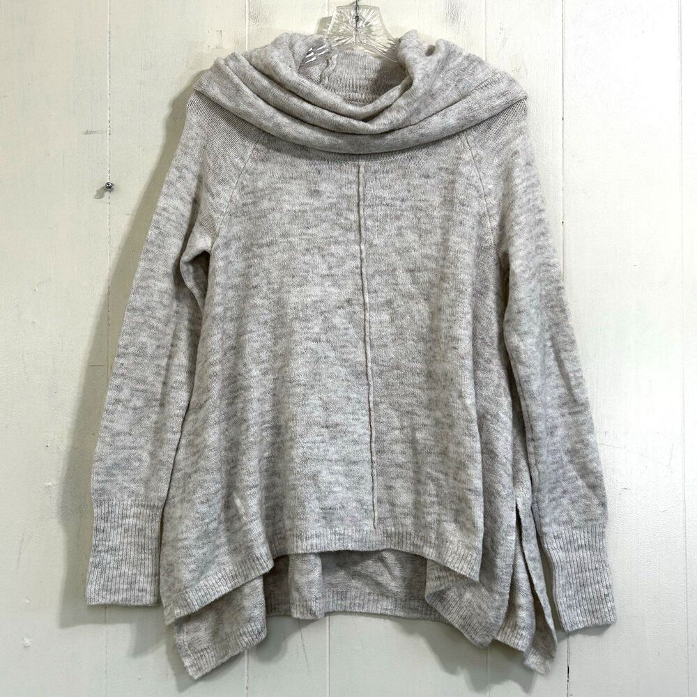 Yet Again Women's Size Small Speckled Cowl Neck Cream Soft Tunic Alpaca Sweater
